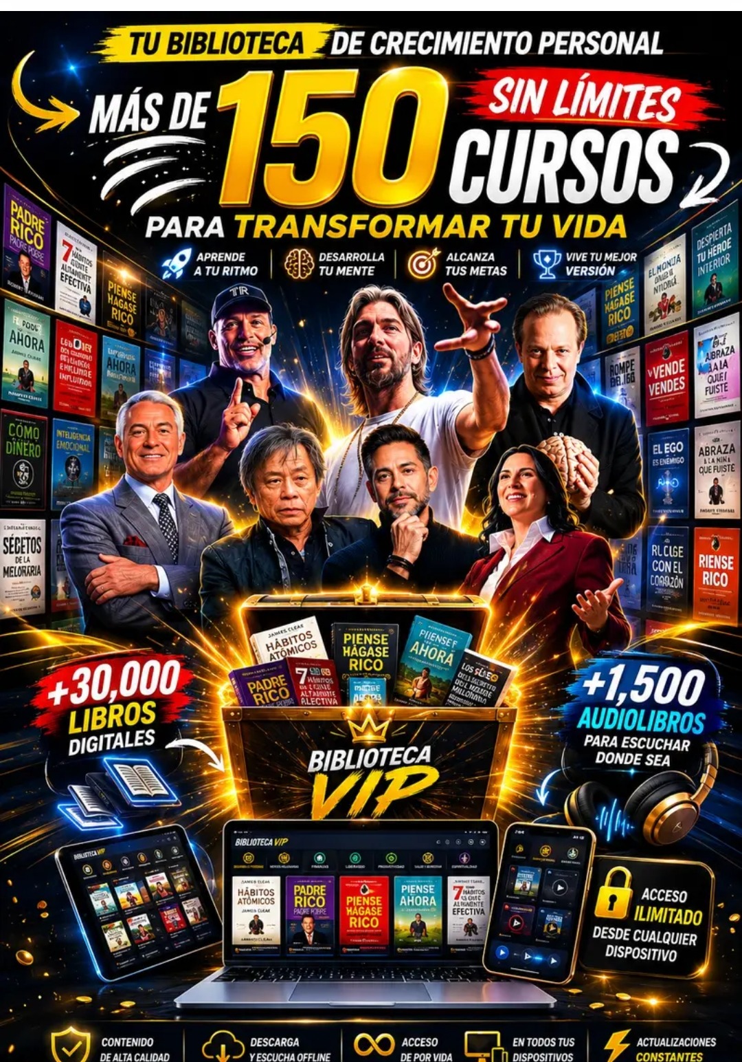 Biblioteca VIP: más de 150 cursos, +30,000 libros digitales y +1,500 audiolibros